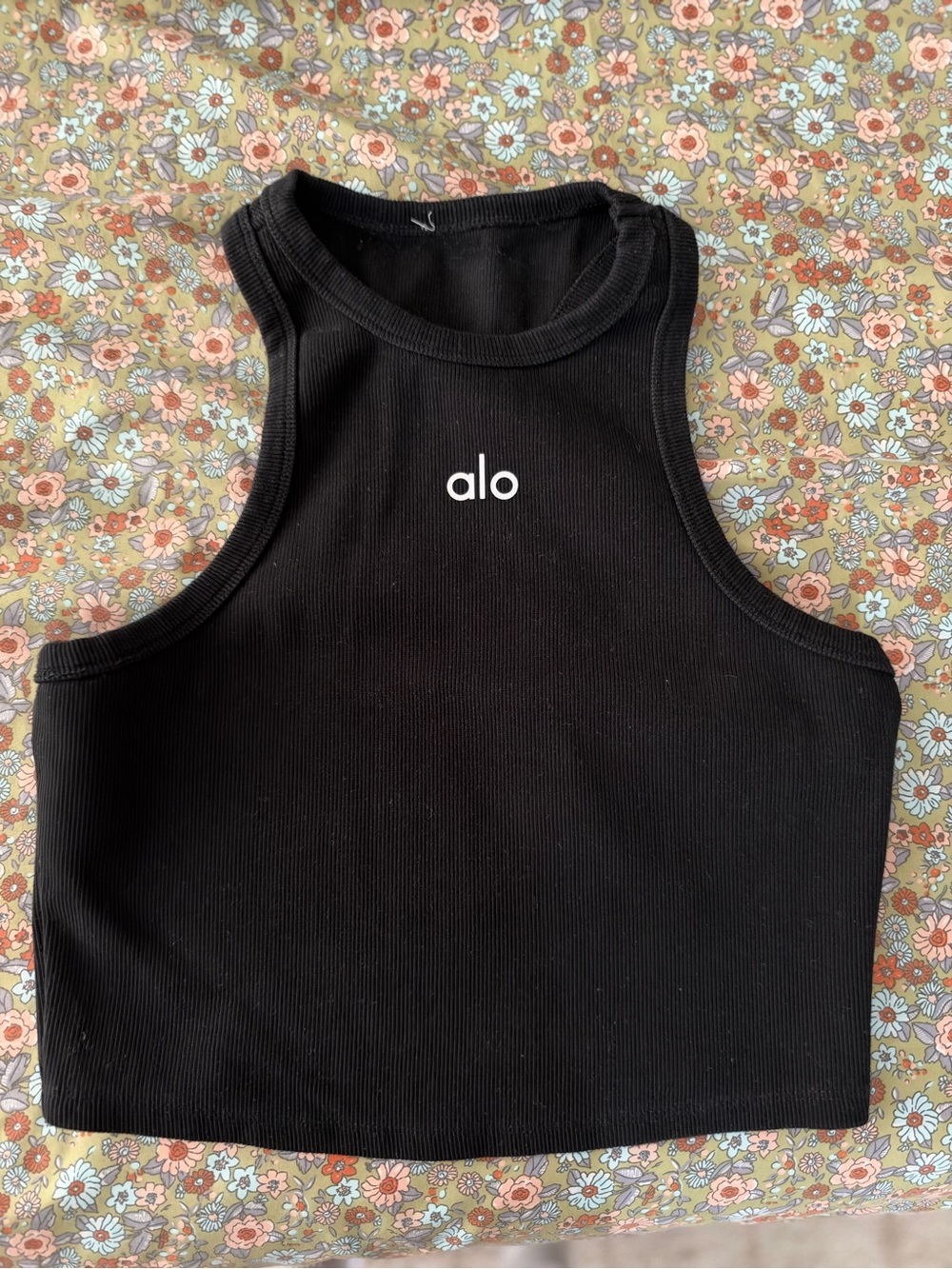 ALO Yoga womens Black Ribbed Crop Tank